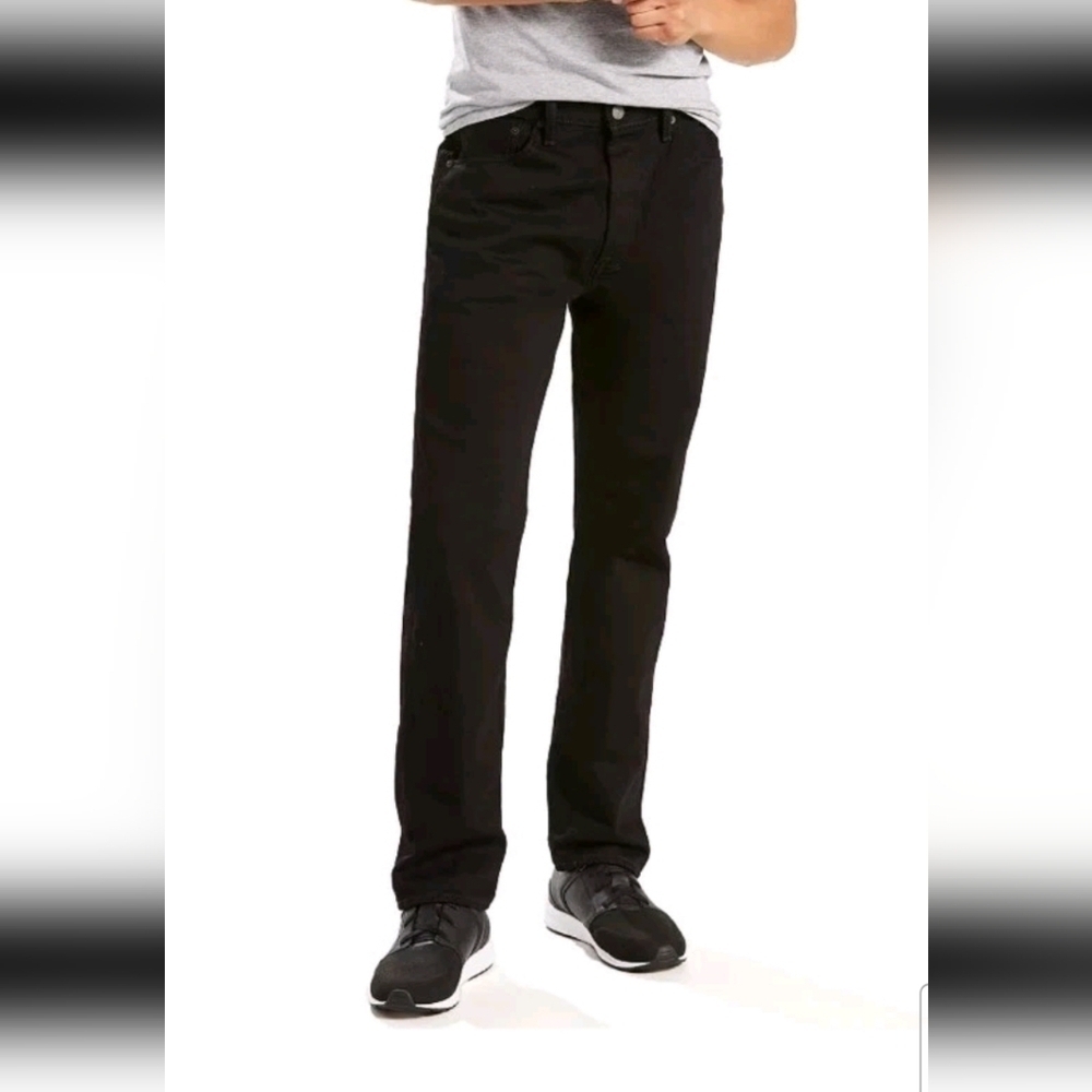 Levis 501 Mens Black Classic Straight Button Fly Sturdy Jean 31W 32L